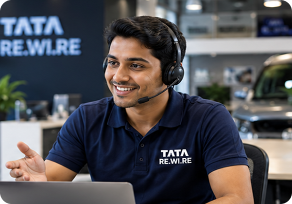 A Re.Wi.Re support specialist on a headset call
